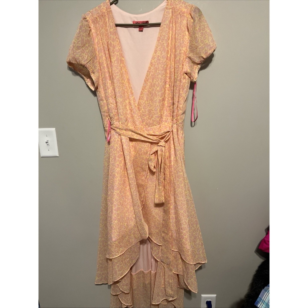 Betsey Johnson  Wrap Dress Women's‎ 12 Party Garden Spring Pink Girly